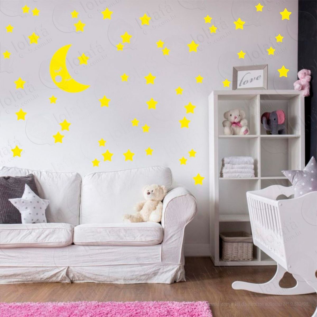 lua e estrelas adesivos para quarto de bebê mod:586