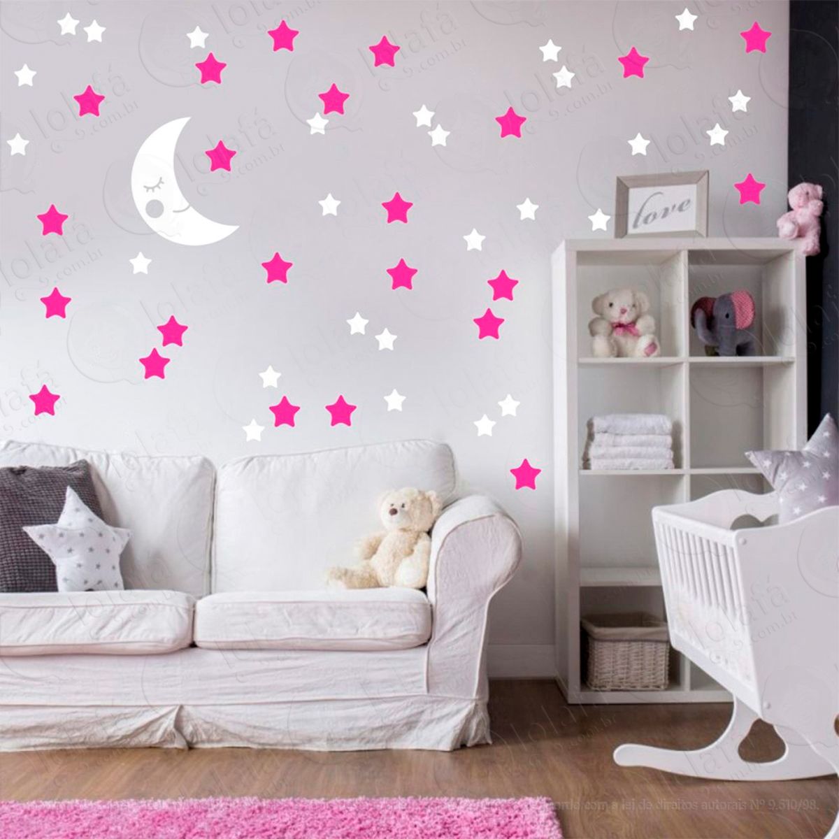 lua e estrelas adesivos para quarto de bebê mod:587