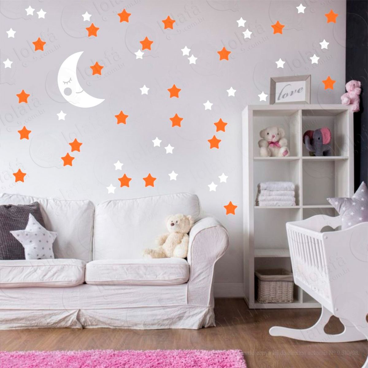lua e estrelas adesivos para quarto de bebê mod:596
