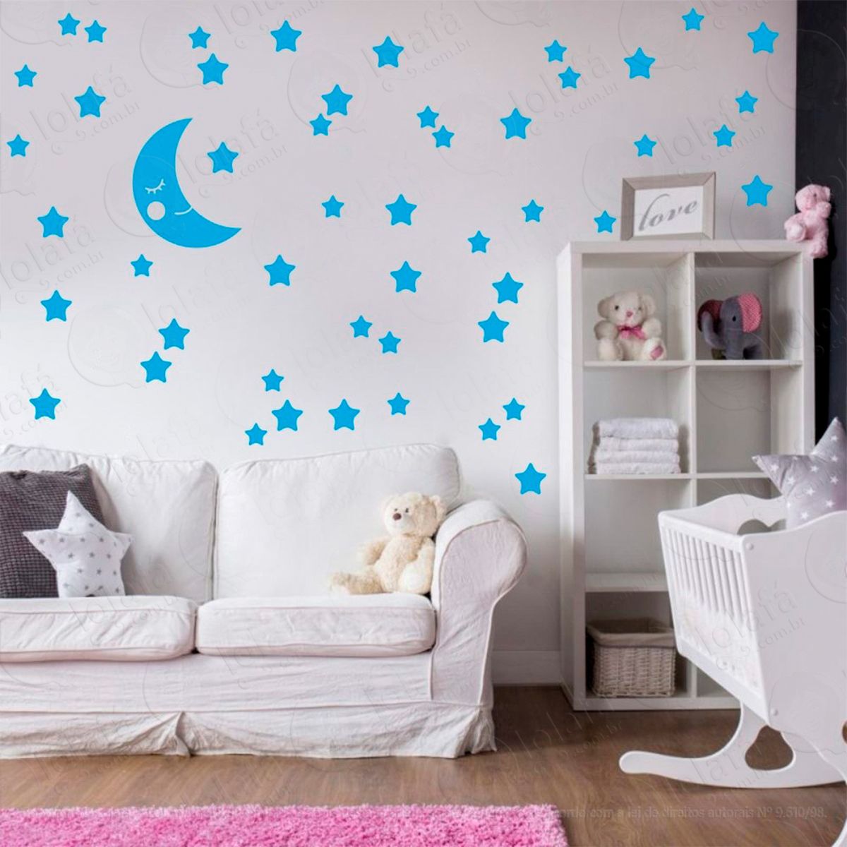lua e estrelas adesivos para quarto de bebê mod:600