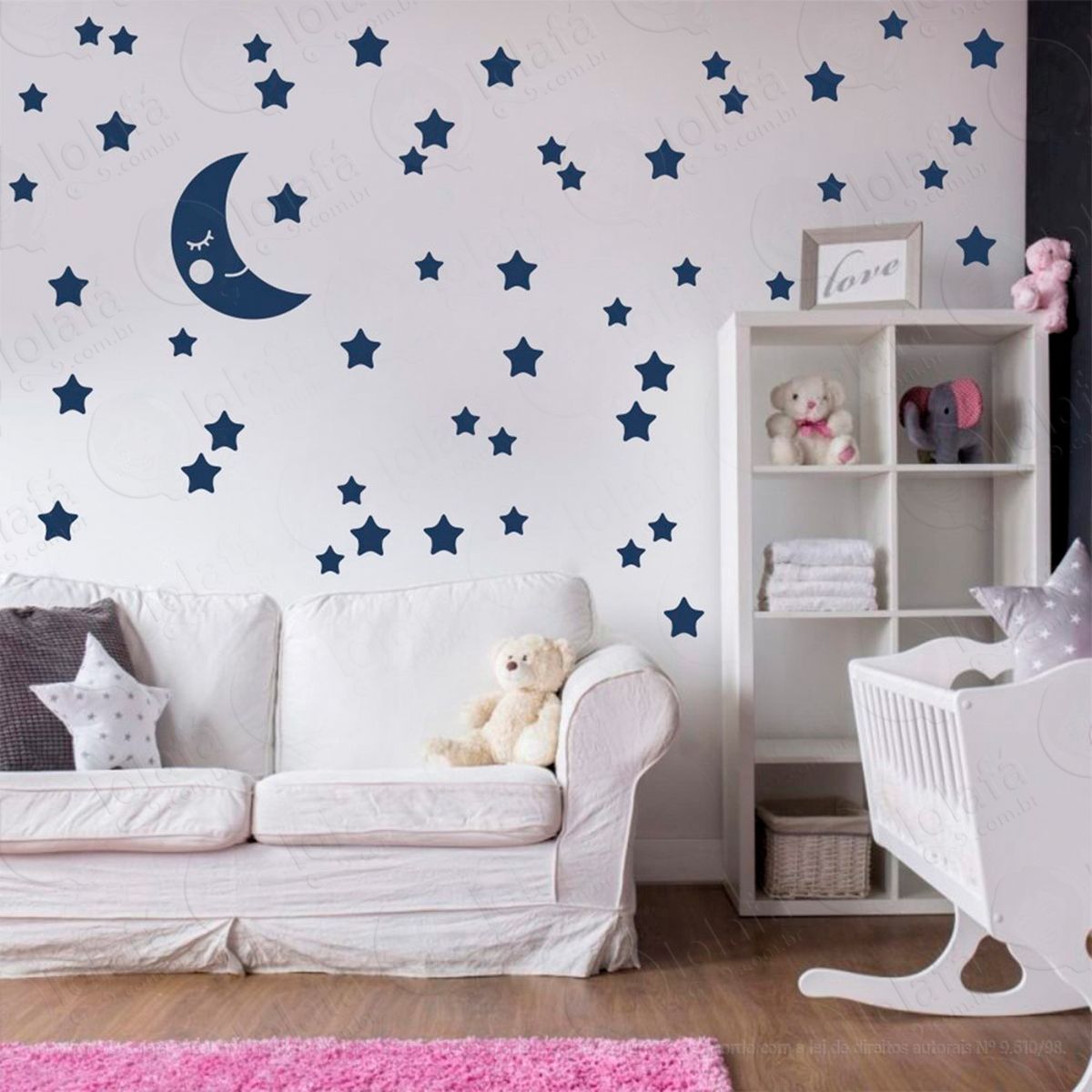 lua e estrelas adesivos para quarto de bebê mod:602
