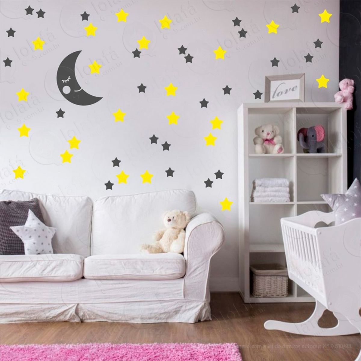 lua e estrelas adesivos para quarto de bebê mod:603