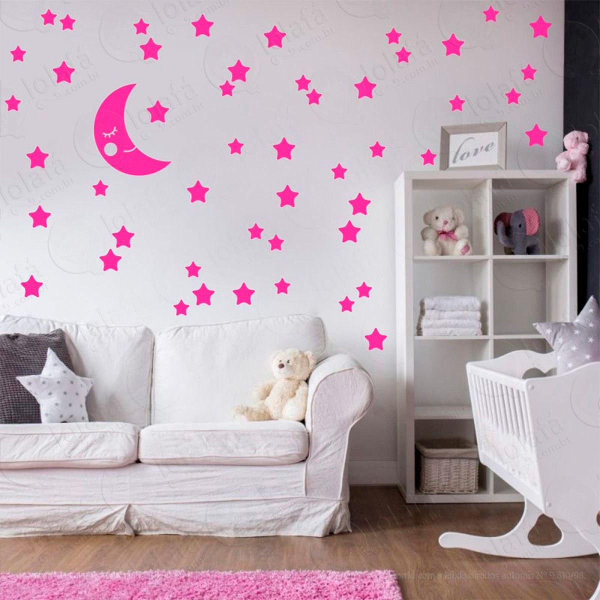 lua e estrelas adesivos para quarto de bebê mod:604