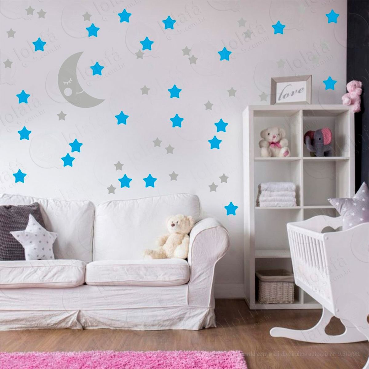 lua e estrelas adesivos para quarto de bebê mod:605