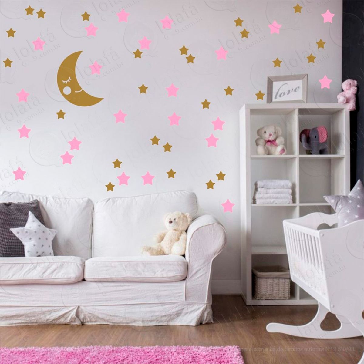 lua e estrelas adesivos para quarto de bebê mod:609