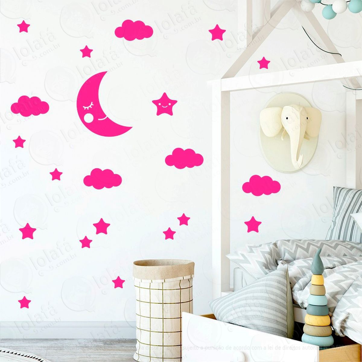 lua nuvens e estrelas adesivos para quarto de bebê mod:612