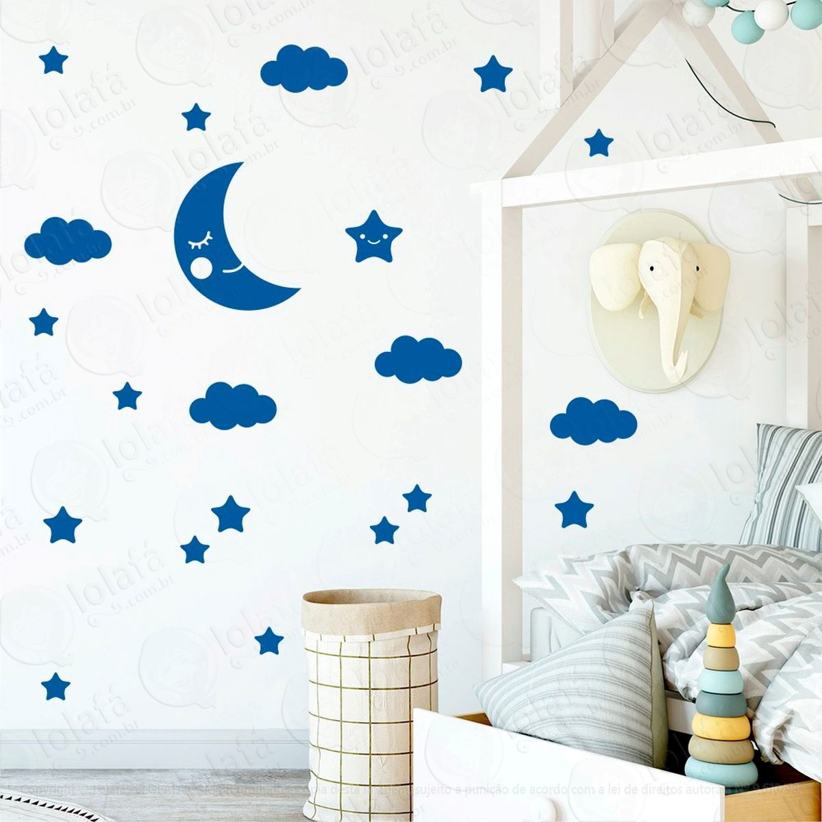 lua nuvens e estrelas adesivos para quarto de bebê mod:617