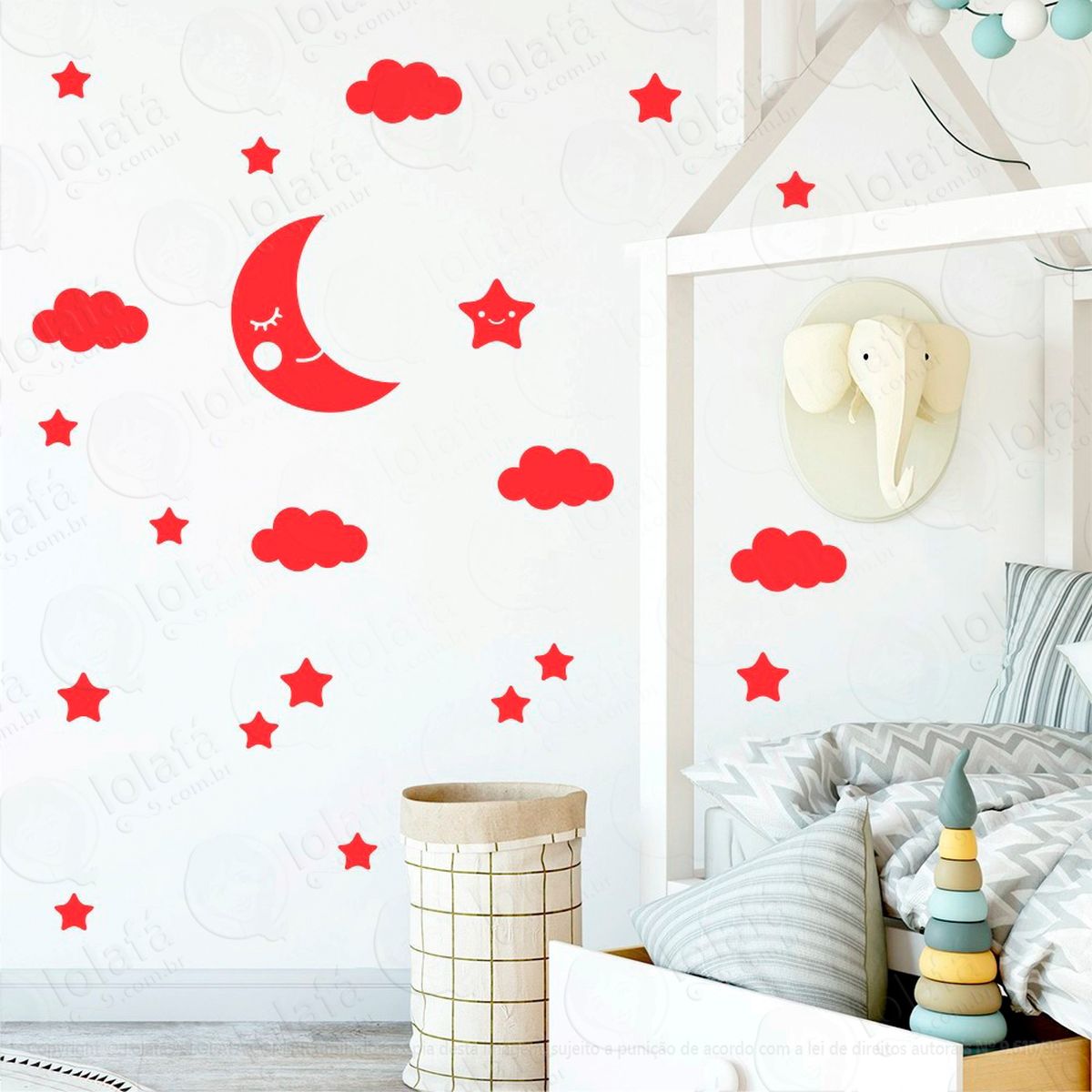 lua nuvens e estrelas adesivos para quarto de bebê mod:633