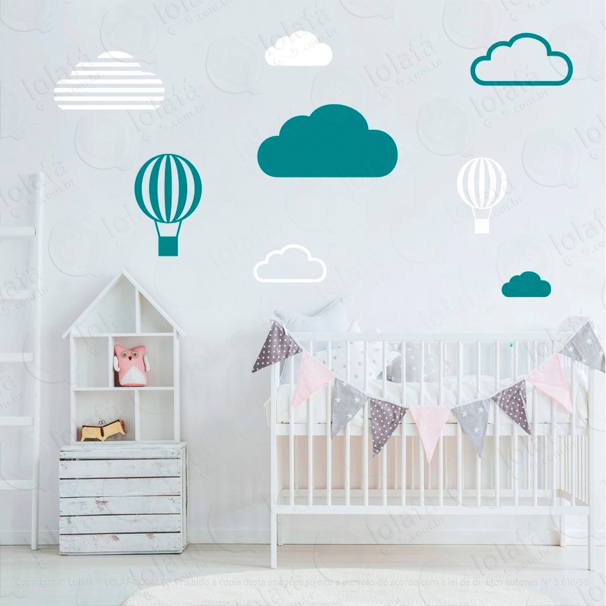 Nuvens e Balões Adesivos Para Quarto De Bebê Mod:649