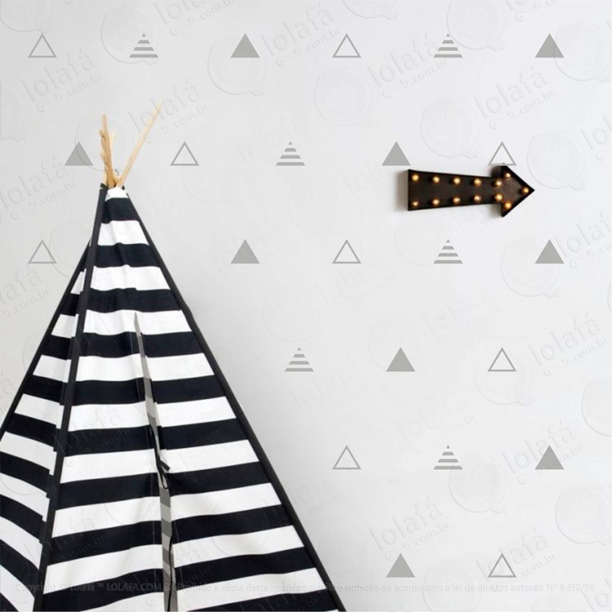 triângulos adesivos para quarto de bebê mod:662