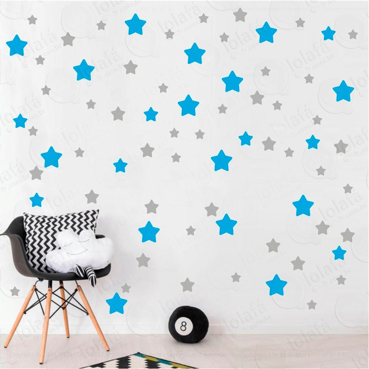 Adesivos Estrelas 99 Peças Adesivos para Quarto de Bebê Infantil - Mod:690