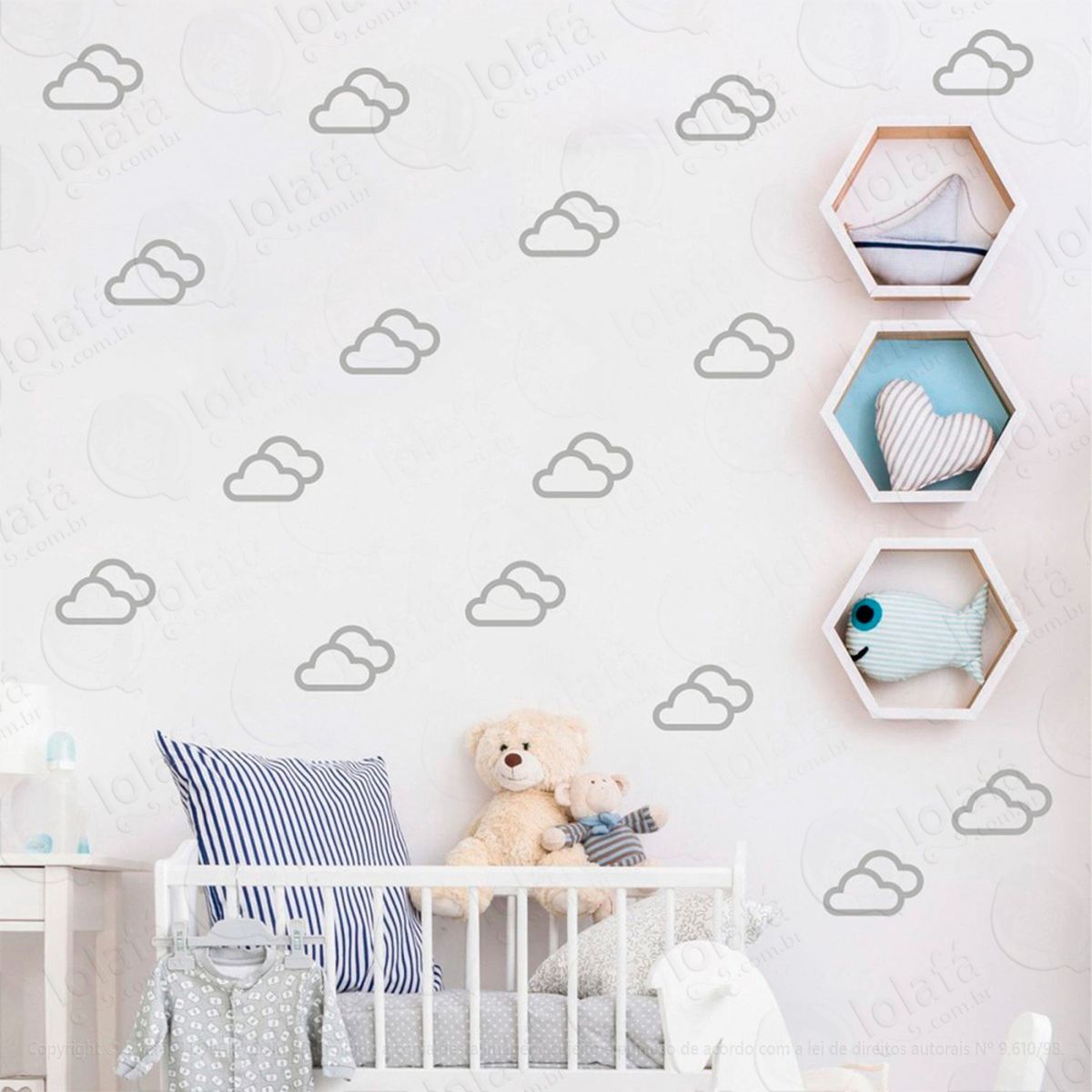 nuvens adesivos para quarto de bebê mod:712