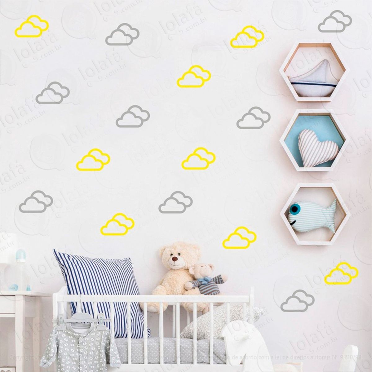 nuvens adesivos para quarto de bebê mod:714