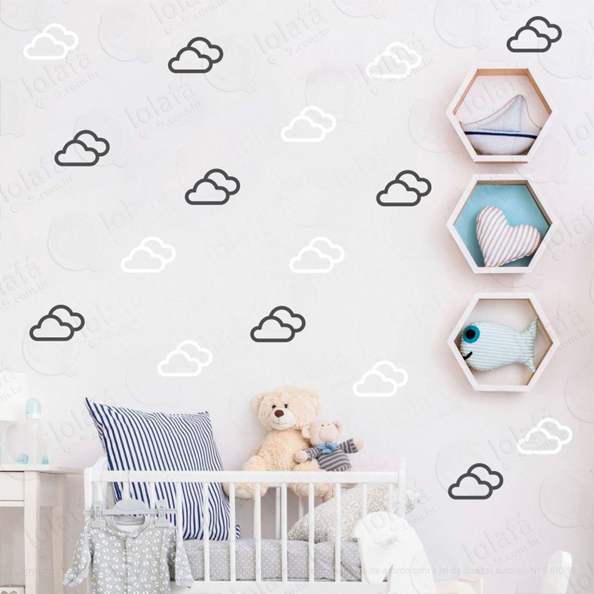 nuvens adesivos para quarto de bebê mod:719