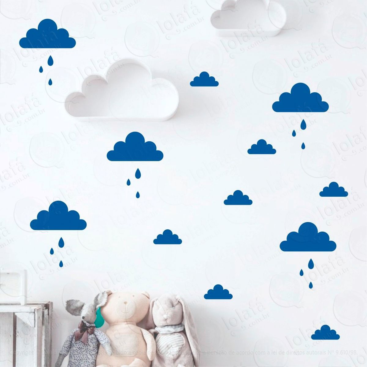 Adesivos Nuvens 56 Peças Adesivos para Quarto de Bebê Infantil - Mod:752
