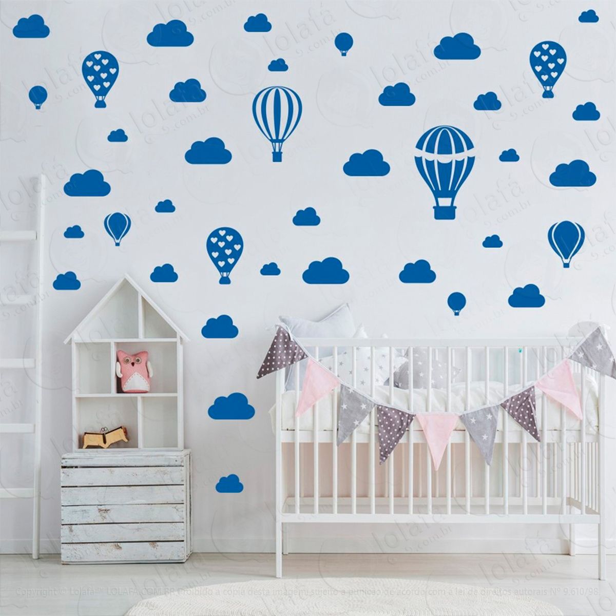 balões e nuvens adesivos para quarto de bebê mod:787