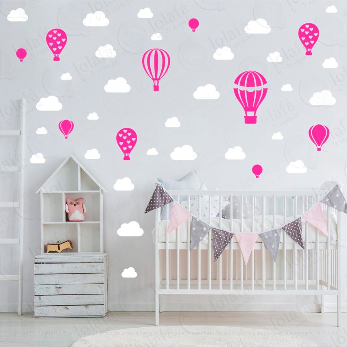 balões e nuvens adesivos para quarto de bebê mod:801