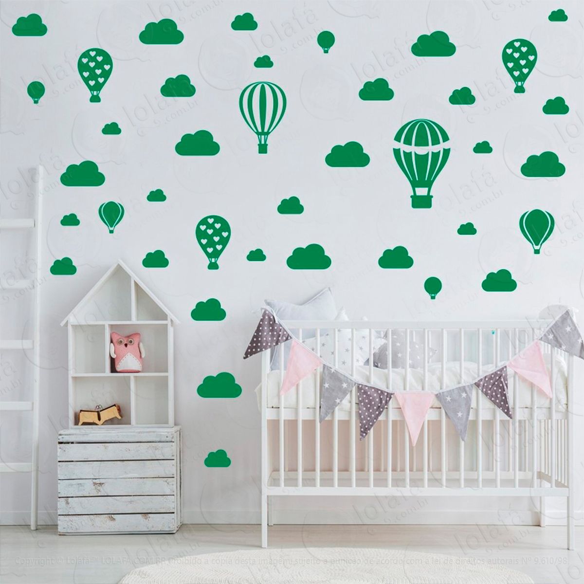 balões e nuvens adesivos para quarto de bebê mod:804