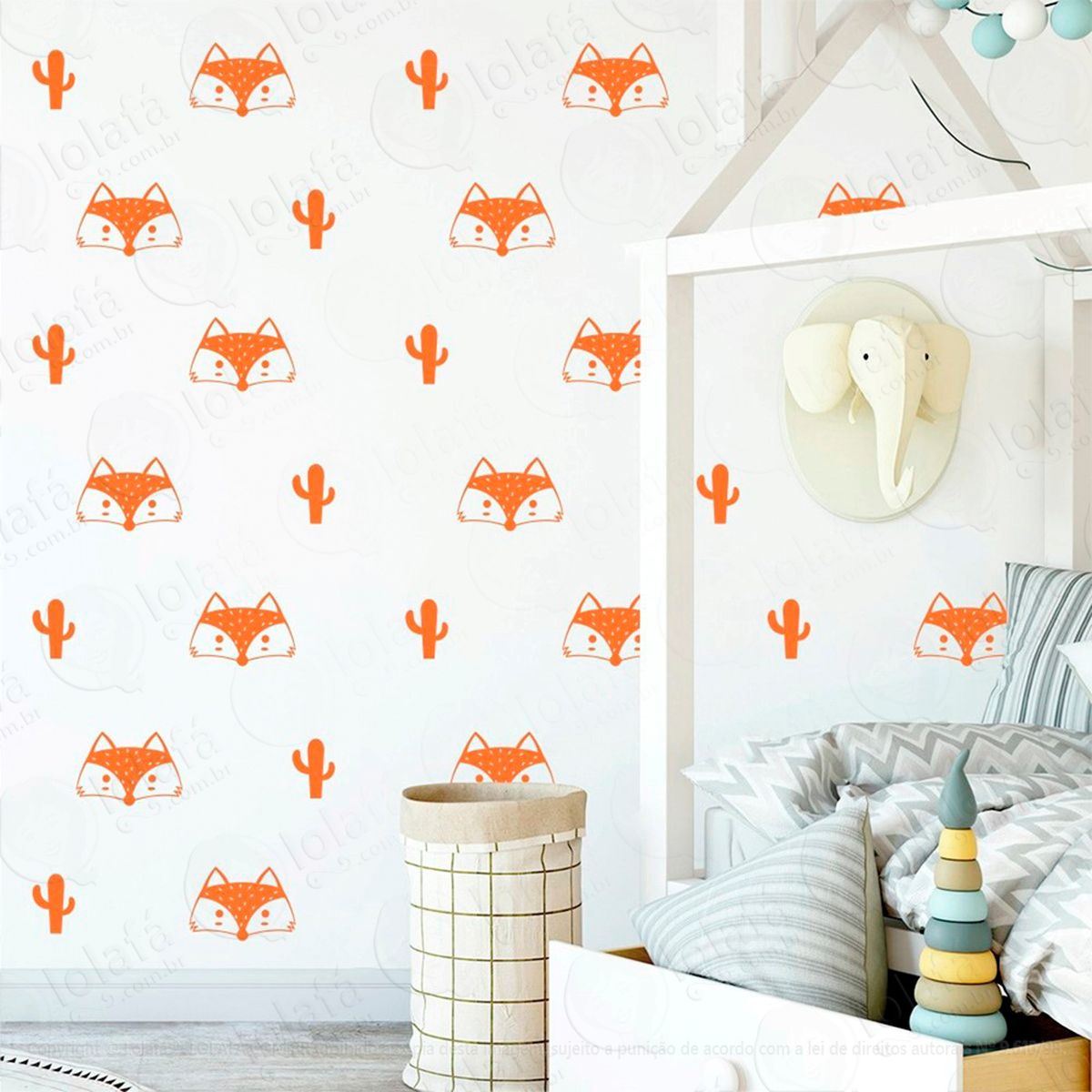 raposas e cactos adesivos para quarto de bebê mod:848