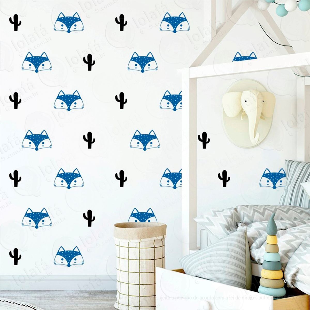 raposas e cactos adesivos para quarto de bebê mod:849