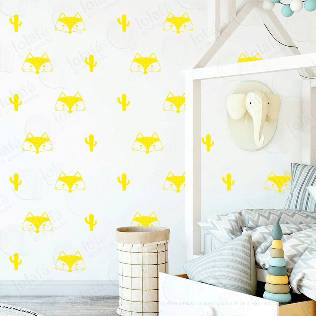 raposas e cactos adesivos para quarto de bebê mod:853