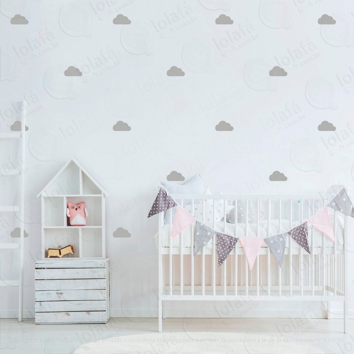 Adesivos Nuvens 56 Peças Adesivos para Quarto de Bebê Infantil - Mod:856