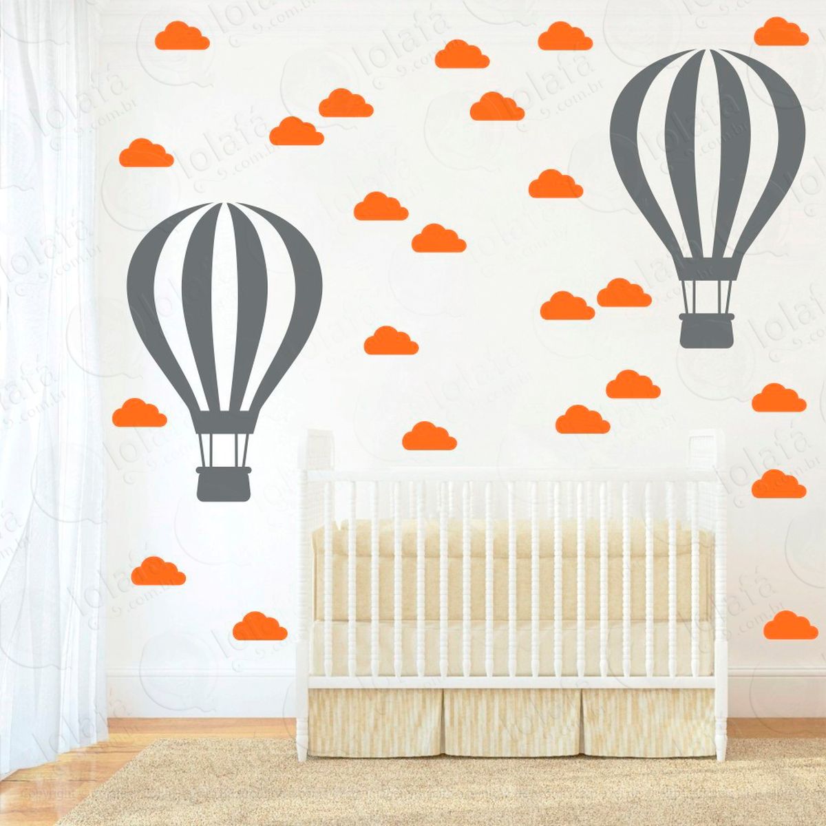 balão e nuvens adesivos para quarto de bebê mod:860