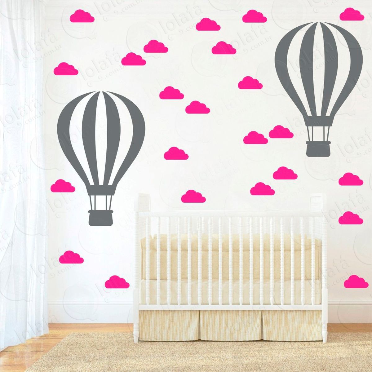 balão e nuvens adesivos para quarto de bebê mod:862