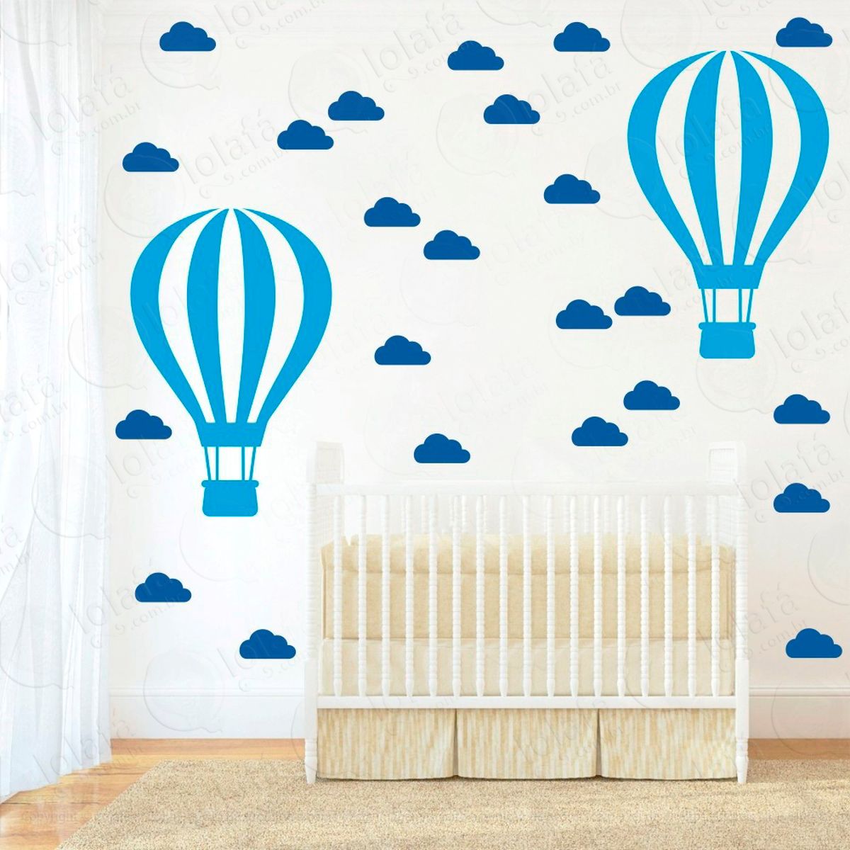 balão e nuvens adesivos para quarto de bebê mod:863
