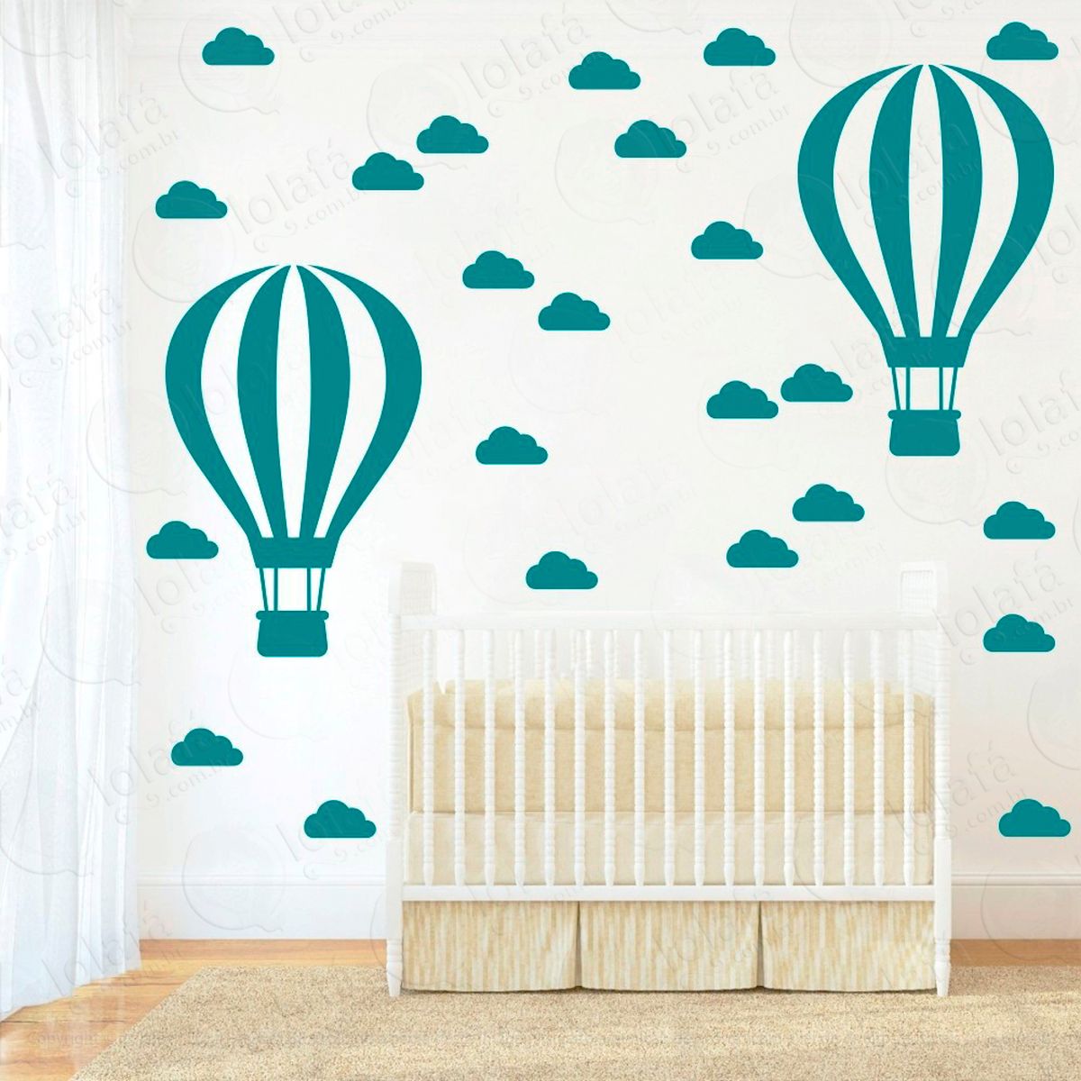 balão e nuvens adesivos para quarto de bebê mod:864