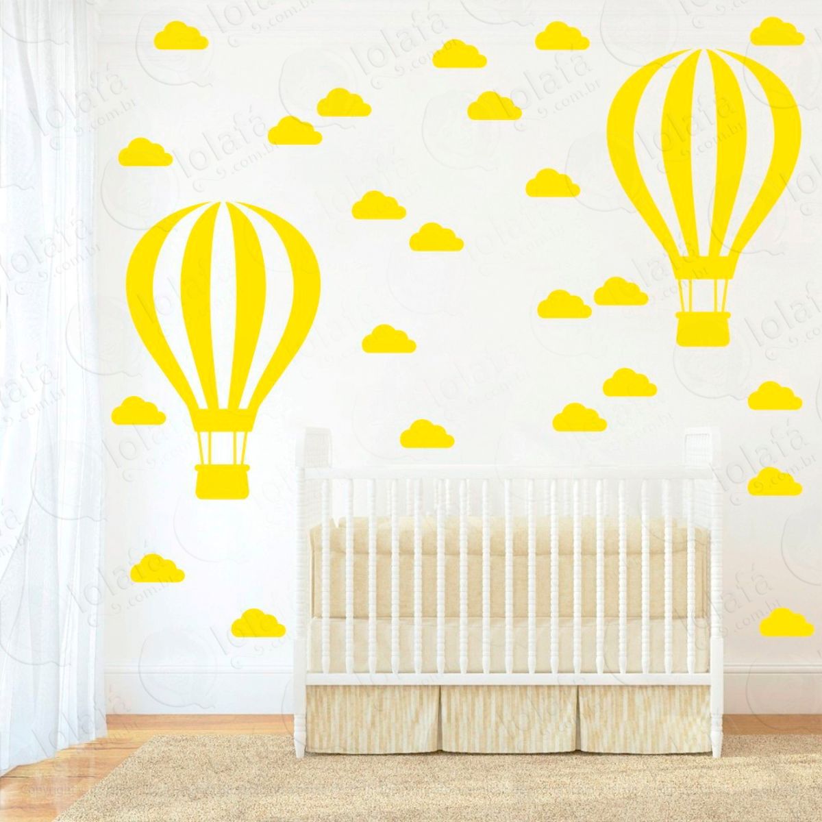 balão e nuvens adesivos para quarto de bebê mod:865