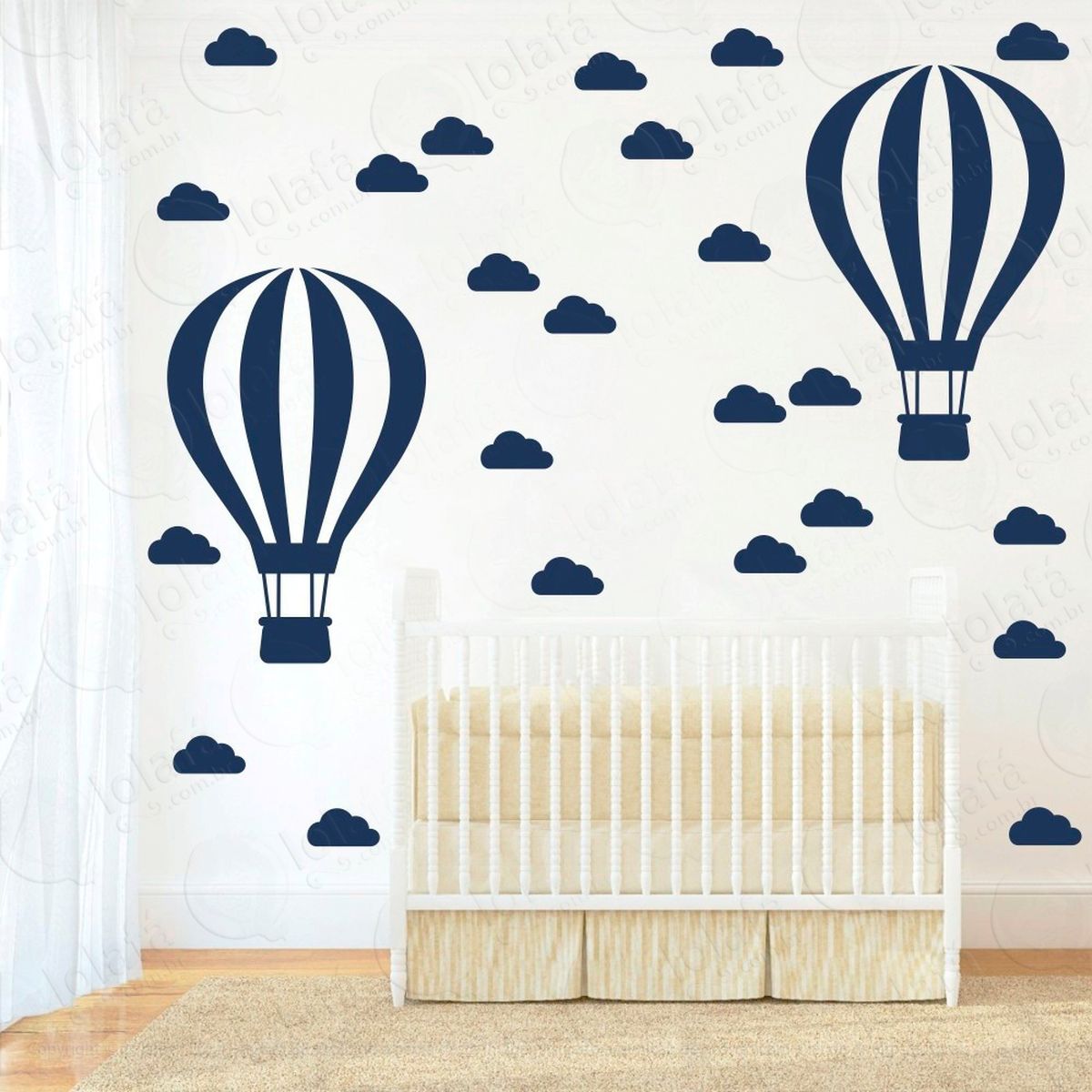 balão e nuvens adesivos para quarto de bebê mod:866
