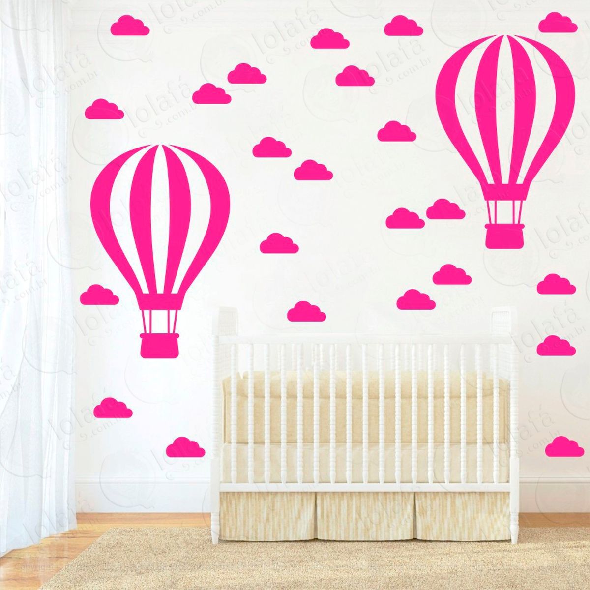 balão e nuvens adesivos para quarto de bebê mod:867