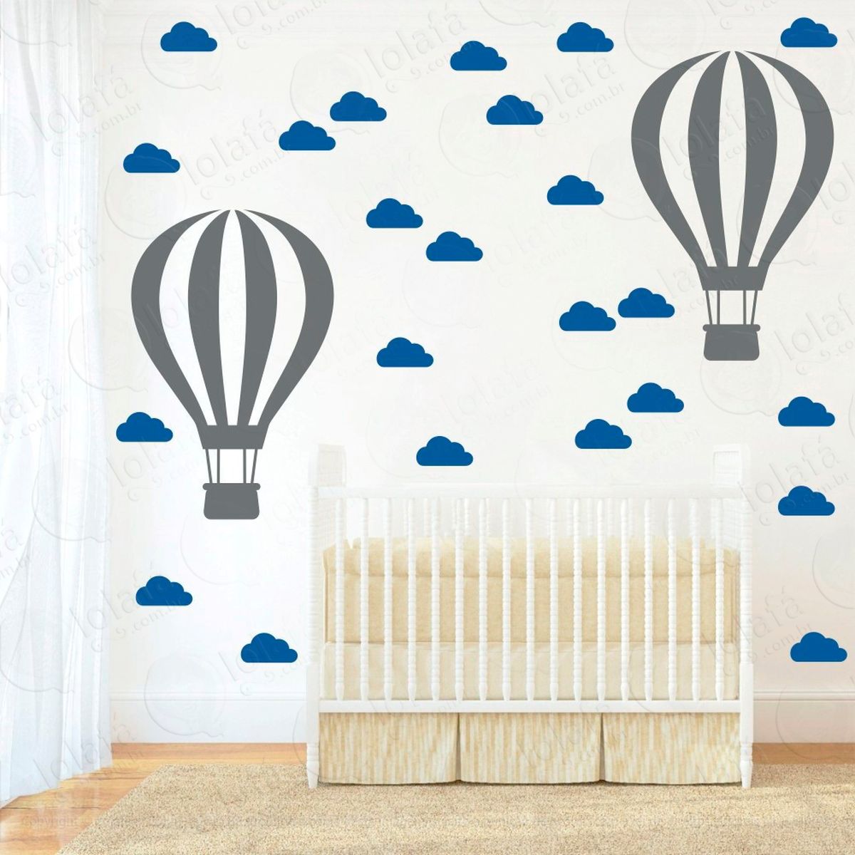 balão e nuvens adesivos para quarto de bebê mod:868
