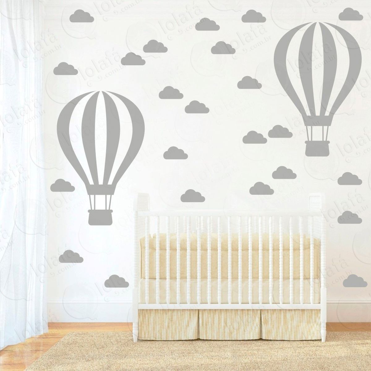 balão e nuvens adesivos para quarto de bebê mod:869