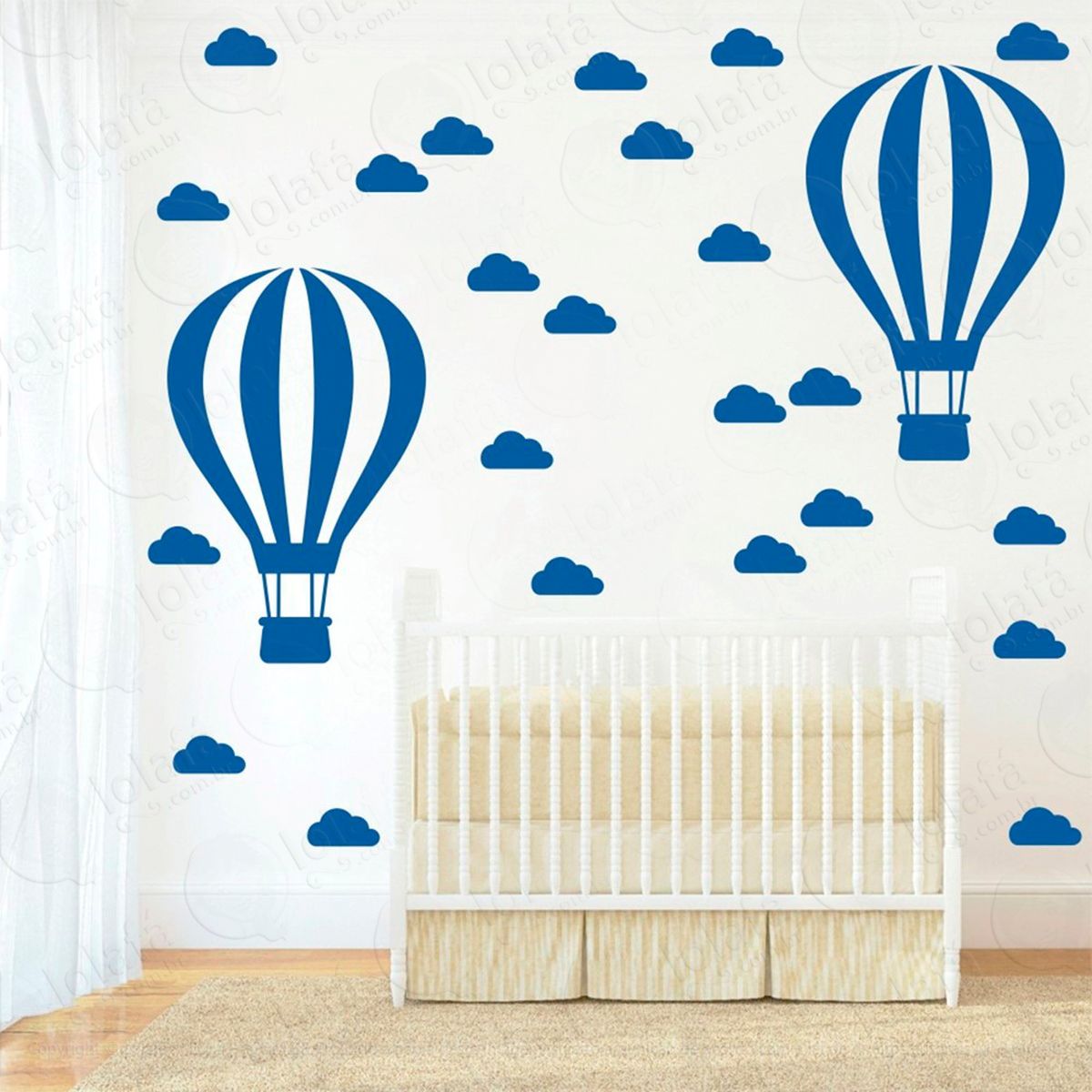 balão e nuvens adesivos para quarto de bebê mod:870