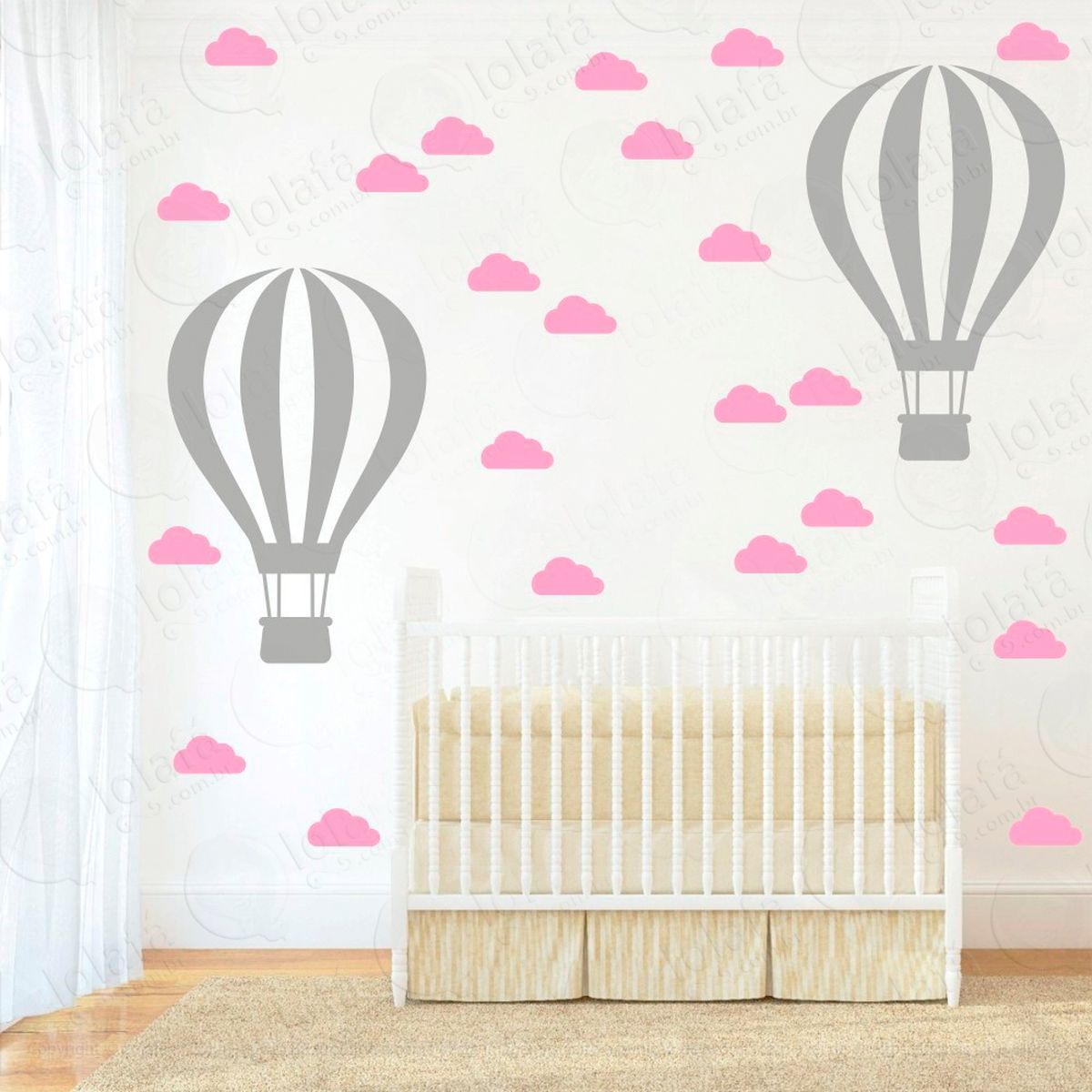 balão e nuvens adesivos para quarto de bebê mod:873