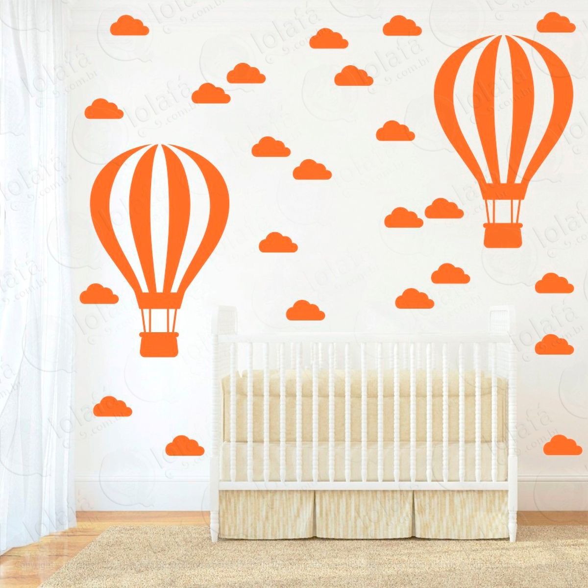 balão e nuvens adesivos para quarto de bebê mod:875