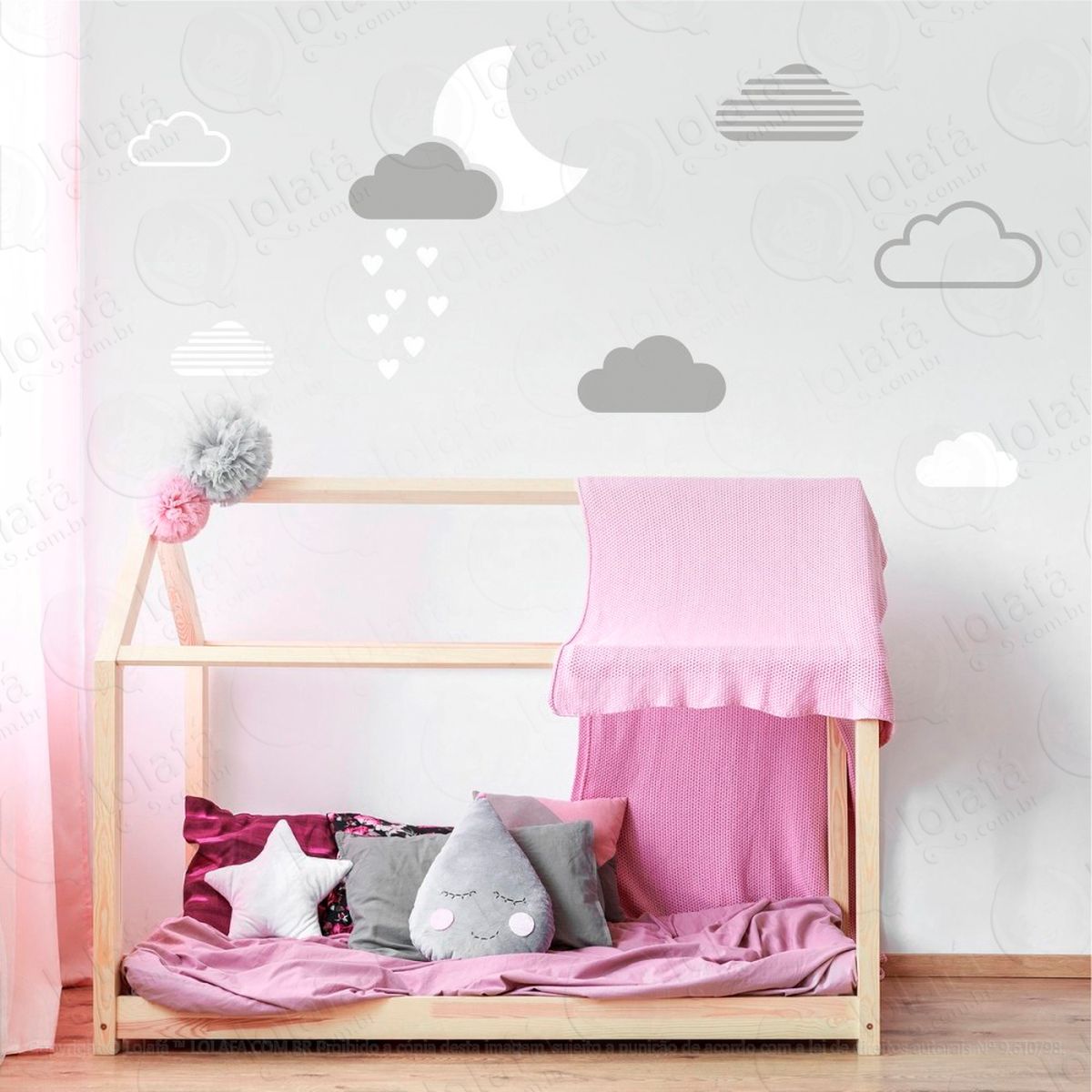 lua e nuvens adesivos para quarto de bebê mod:884