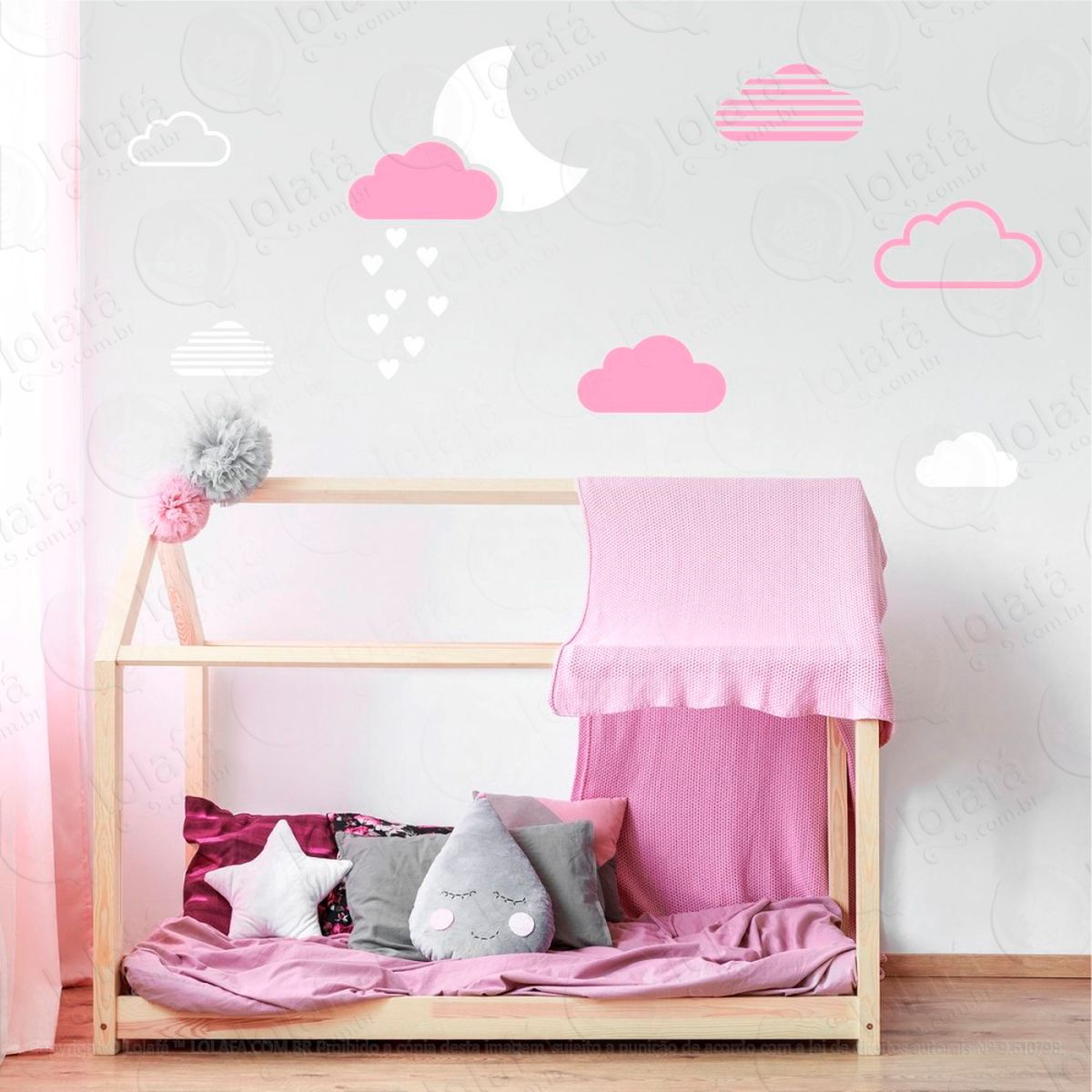 lua e nuvens adesivos para quarto de bebê mod:885