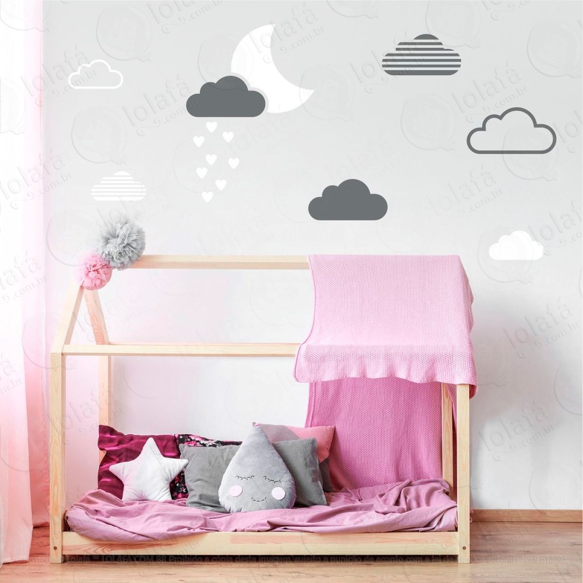 lua e nuvens adesivos para quarto de bebê mod:886