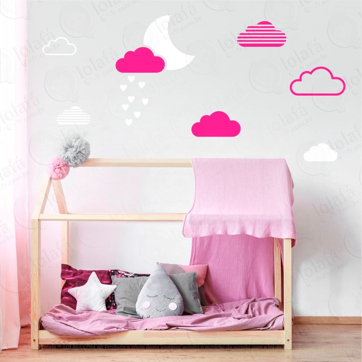 lua e nuvens adesivos para quarto de bebê mod:887