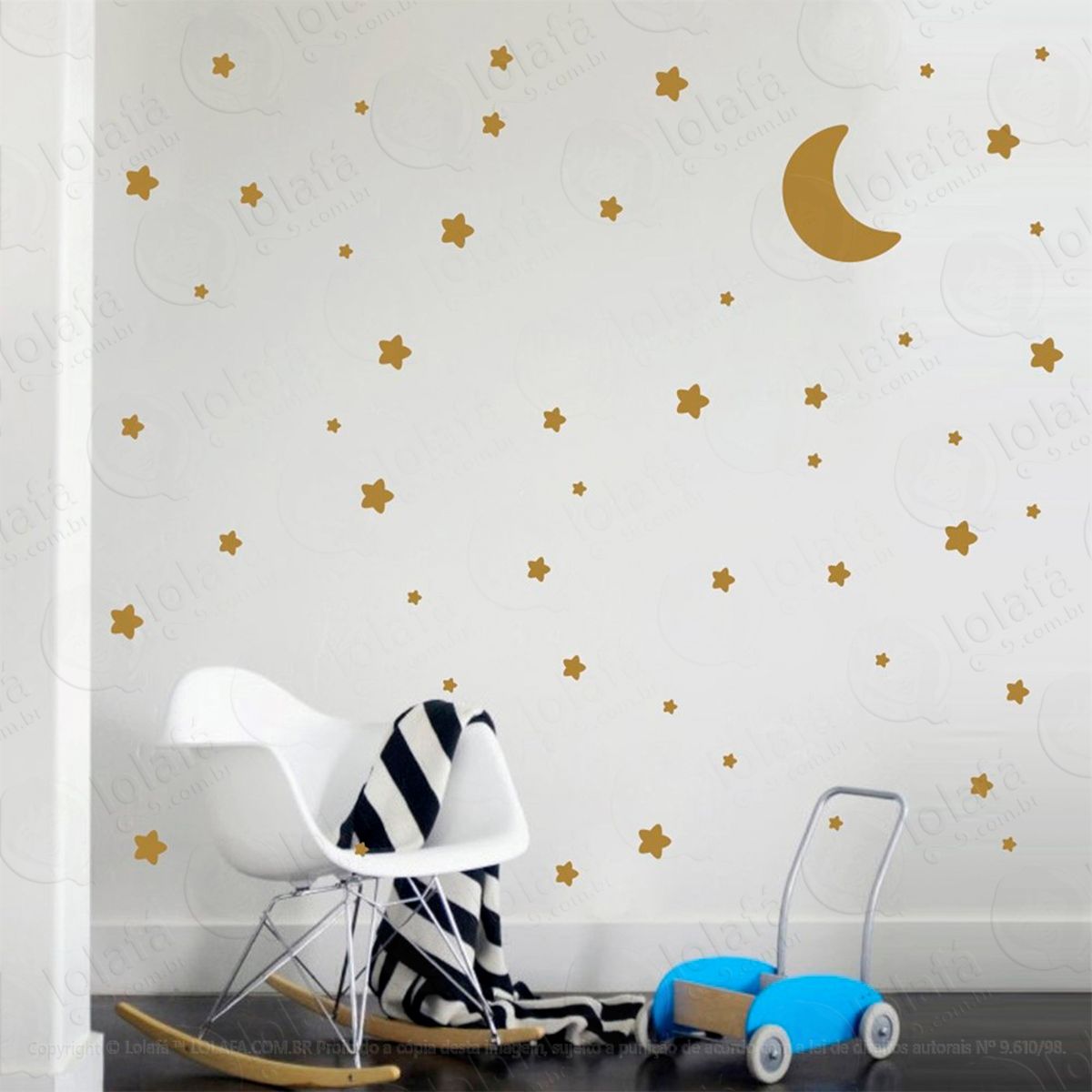 lua nuvens e estrelas adesivos para quarto de bebê mod:891