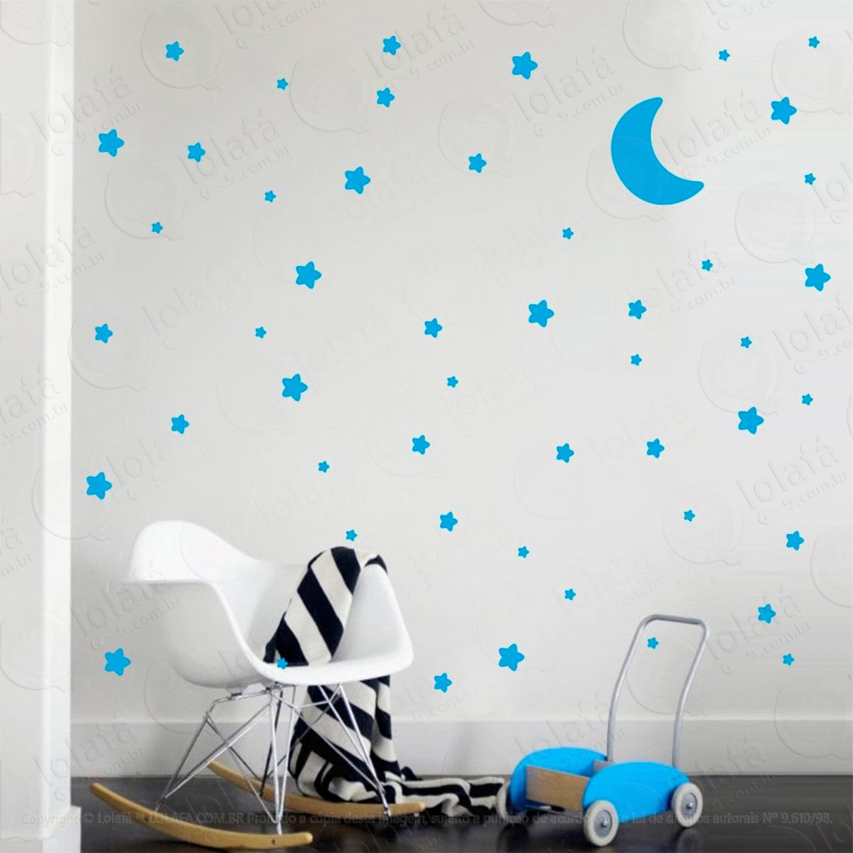 lua nuvens e estrelas adesivos para quarto de bebê mod:892