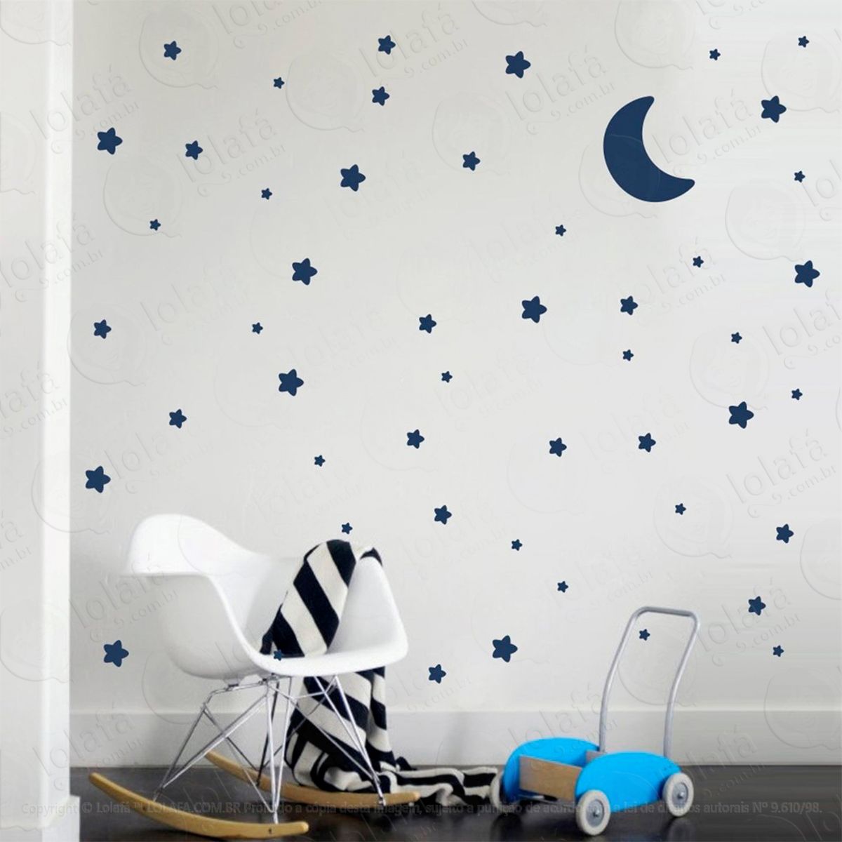 lua nuvens e estrelas adesivos para quarto de bebê mod:893