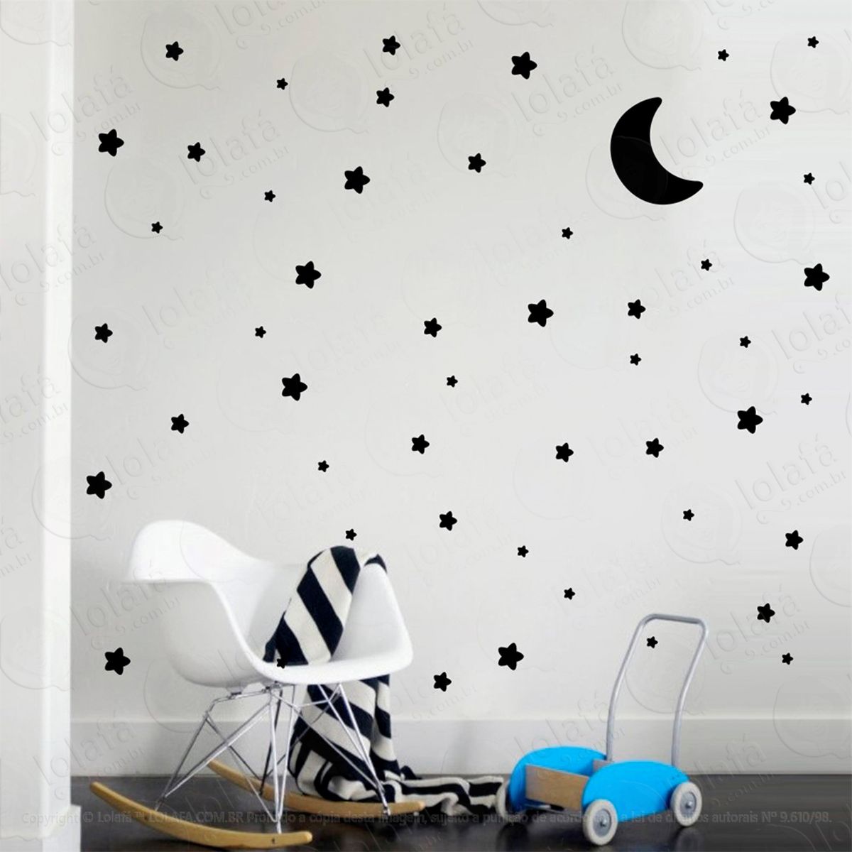lua nuvens e estrelas adesivos para quarto de bebê mod:894