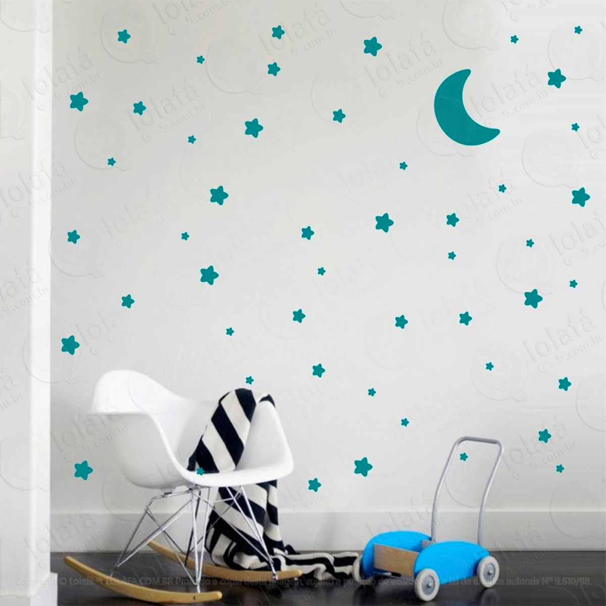 lua nuvens e estrelas adesivos para quarto de bebê mod:895