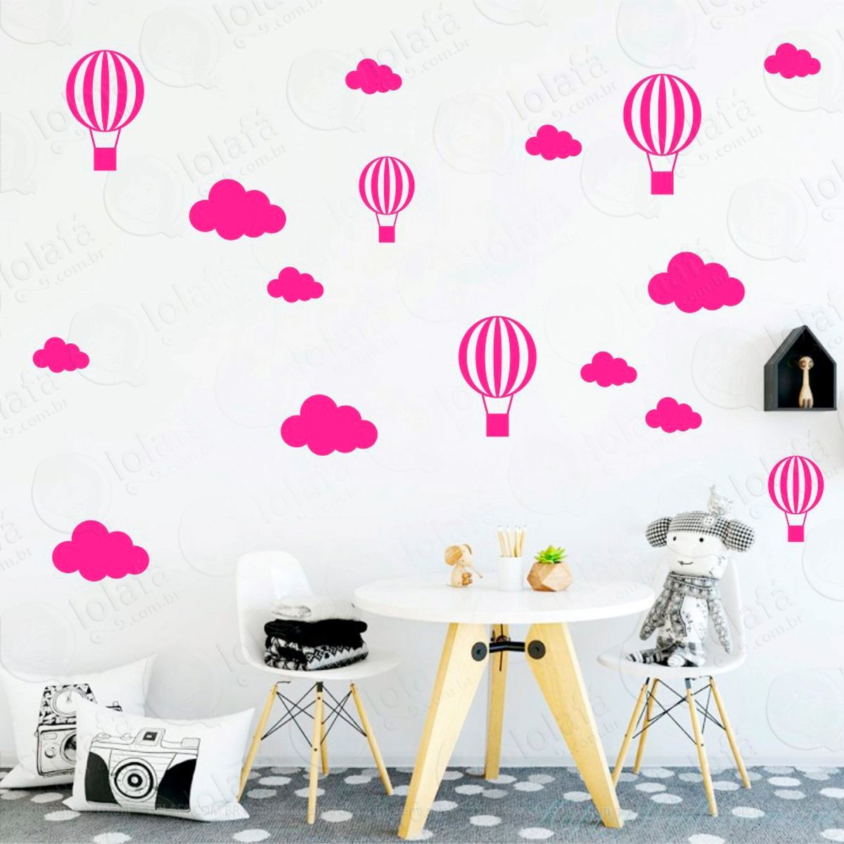 nuvens e balões adesivos para quarto de bebê mod:904