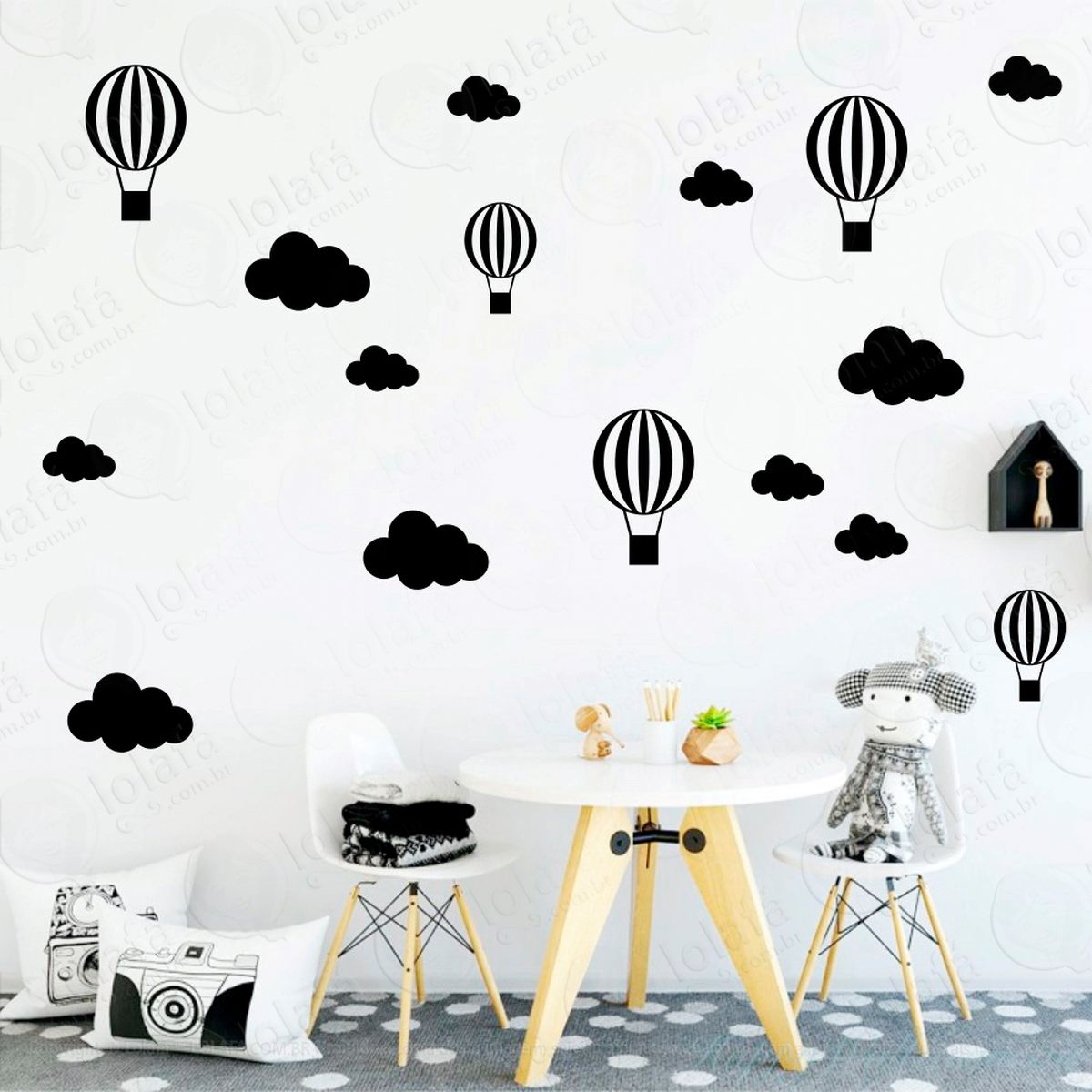 nuvens e balões adesivos para quarto de bebê mod:905