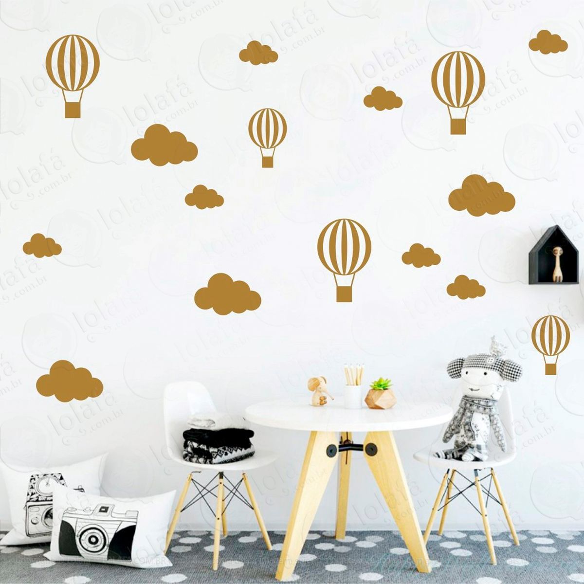 nuvens e balões adesivos para quarto de bebê mod:906